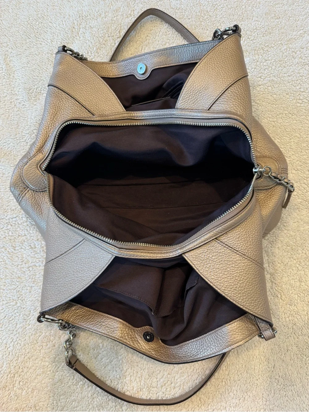 Coach Metallic Rose Gold Leather Lexy Chain-Handle Shoulder Bag